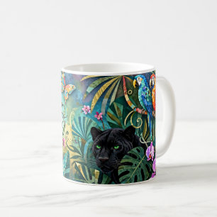 Mug Panthère noire Afrique Collage gai Style Jungle