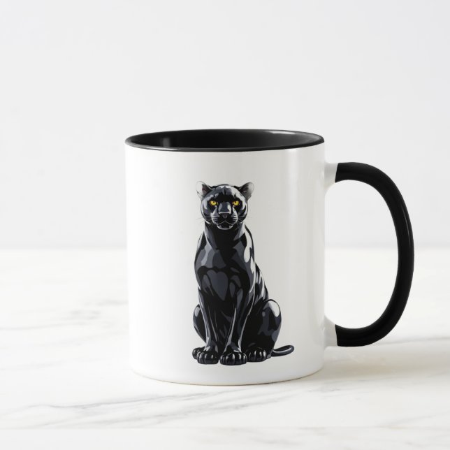 Mug Panthère noire en porcelaine avec effets lumineux. (Droite)
