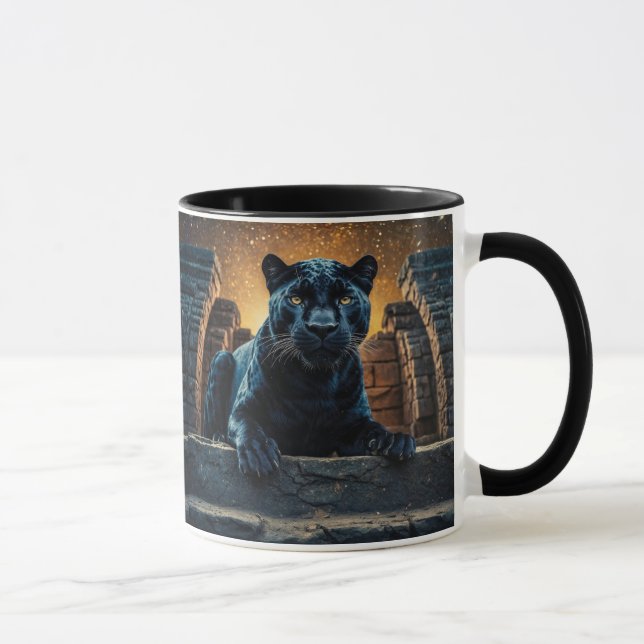 Mug Panthère noire et temple thaïlandais (Droite)