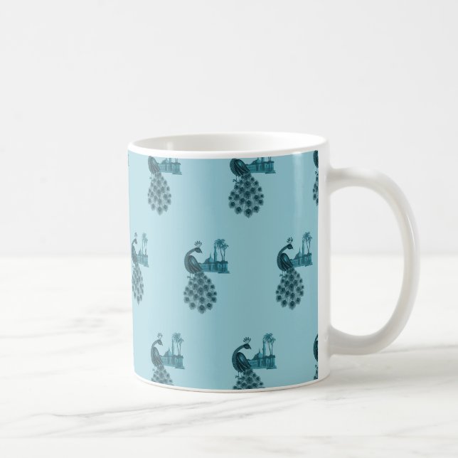 Mug Paon Bleu Romantique (Droite)