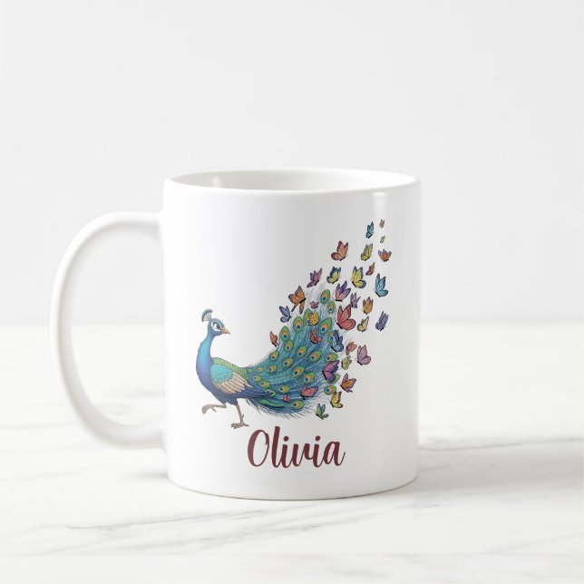 Mug Paon et Papillon Fantaisistes (Gauche)