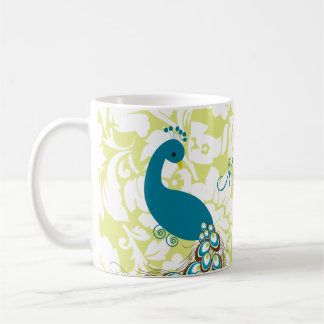 Mug Paon moderne élégant de damassé personnalisé