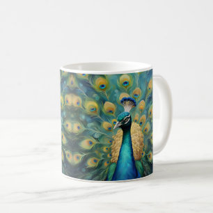 Mug Paon vert et bleu magnifique