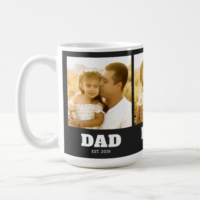 Mug Papa a établi Black Bold 3 Photo (Gauche)