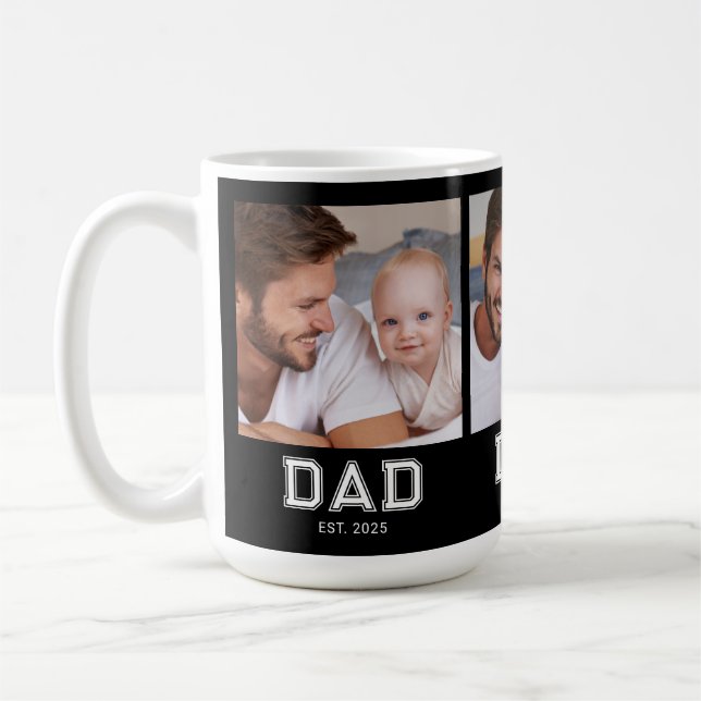 Mug Papa a établi Bold Black 3 Photo (Gauche)