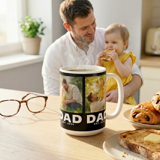 Mug Papa a établi Bold Black 3 Photo  (Créateur téléchargé)
