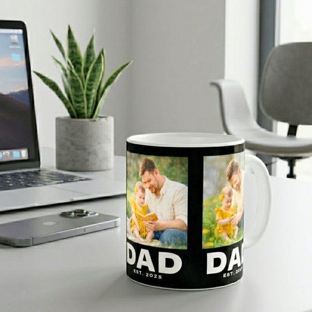 Mug Papa a établi Bold Black 3 Photo  (Créateur téléchargé)