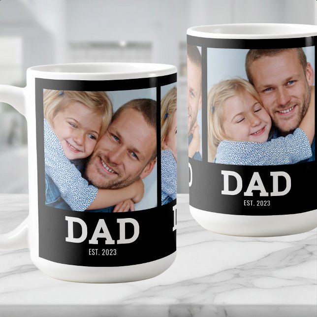 Mug Papa a établi la photo 3 noir (Créateur téléchargé)