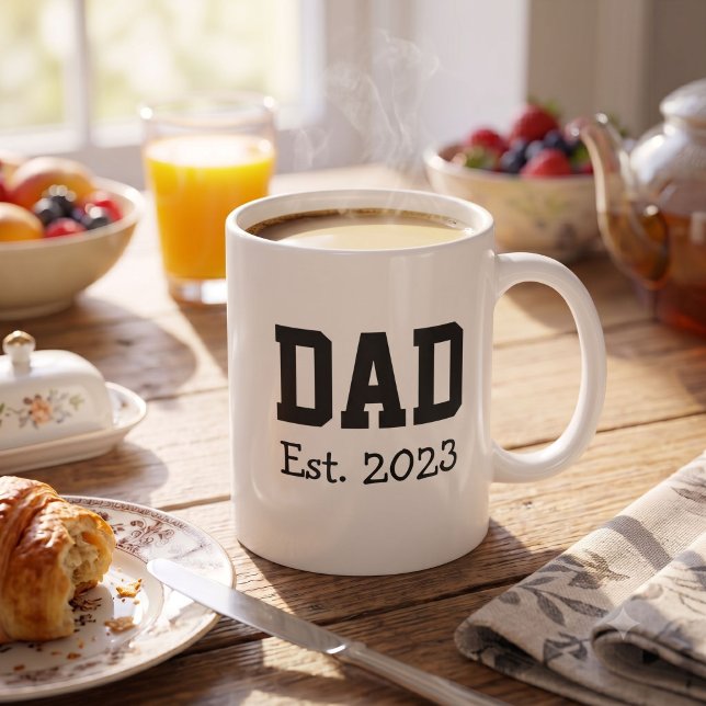 Mug Papa a établi un texte noir gras blanc (Créateur téléchargé)