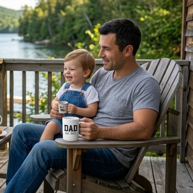 Mug Papa a établi un texte noir gras blanc (Créateur téléchargé)