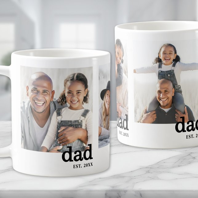Mug Papa a Fondé 3 Collage de Photos (Dad Established 3 Photo Collage Coffee Mug)