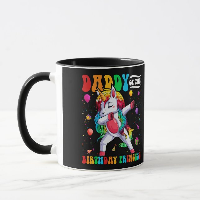 Mug Papa, Anniversaire Princesse fille Dabbing Unicorn (Gauche)
