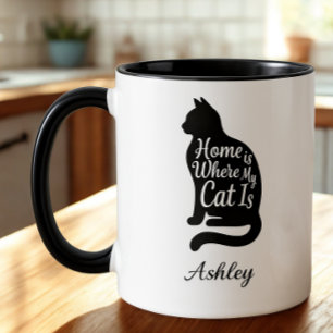 Mug Papa Chat La Maison Est Là Où Est Mon Chat Silhoue