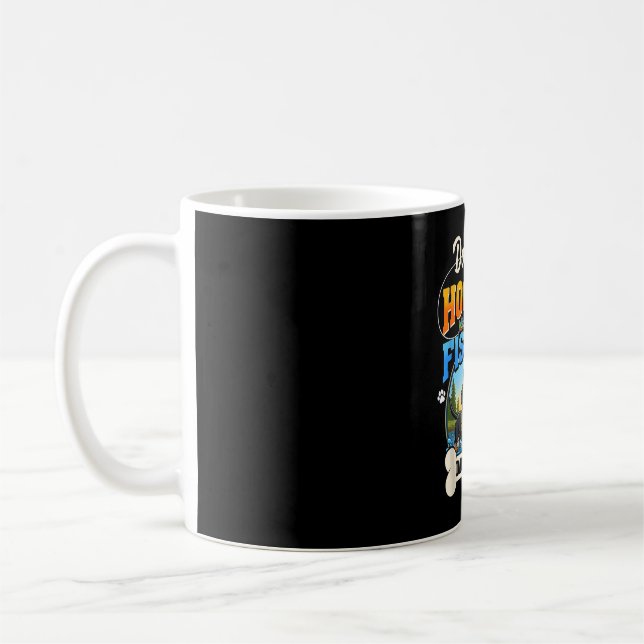Mug Papa chien accro à la pêche teckel pêcheur  (Gauche)