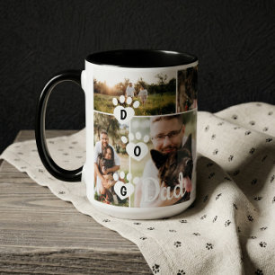 Mug Papa Chien Collage Photo Moderne Minimaliste Empre