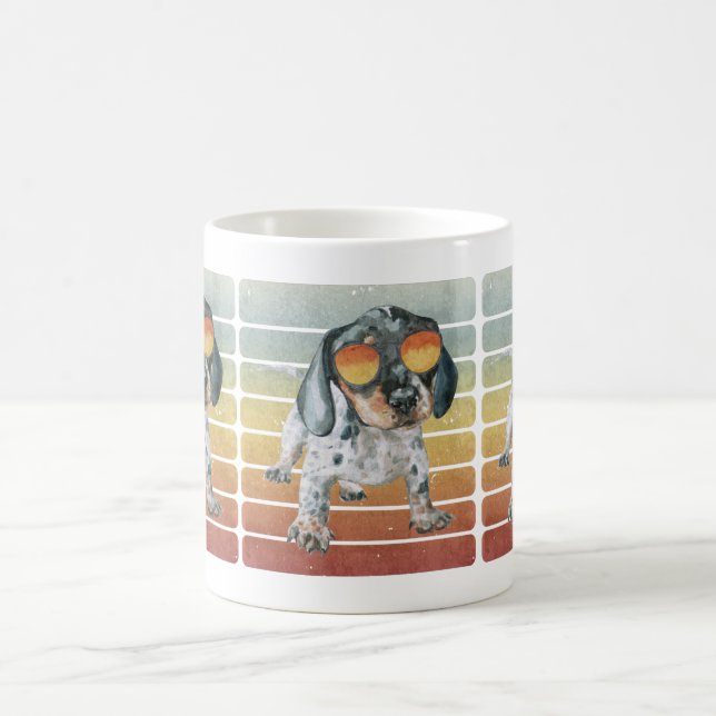 Mug Papa chiot teckel noir bronzé coucher de soleil ré (Centre)