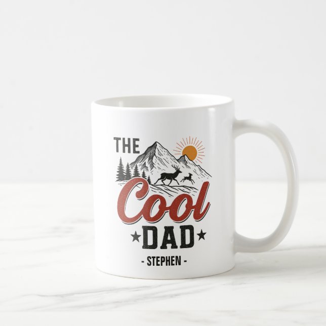 Mug Papa Cool - Rustic Mountain et Deer Design (Droite)