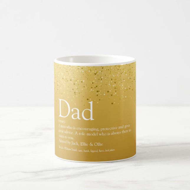 Mug Papa, Daddy, Définition de père en paillettes doré (Centre)