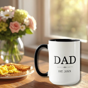 Mug Papa Date d'Est. avec Noms d'Enfants Café Noir