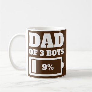 Mug Papa De 3 Garçons Fatigué Papa Père Faible Batteri