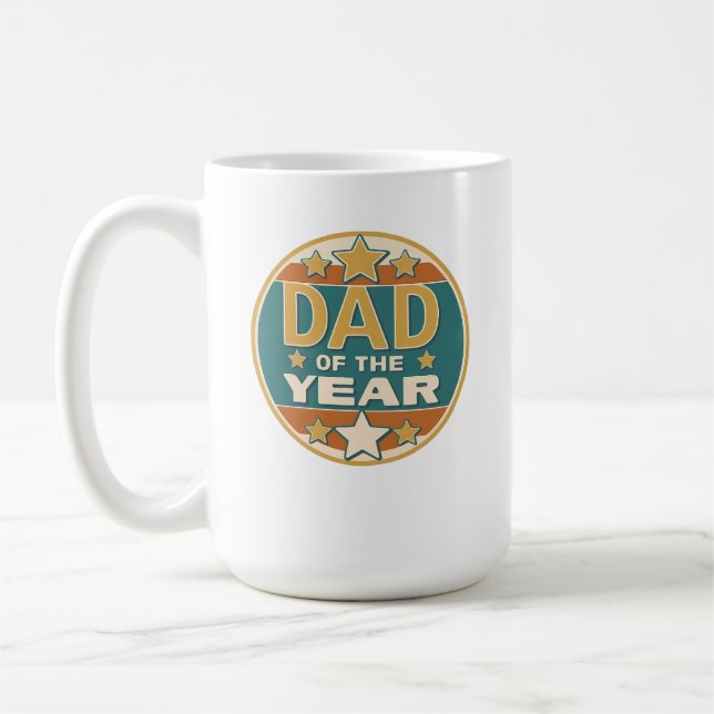 Mug Papa de l’année Badge rétro - Cadeau de fête du Pè (Gauche)