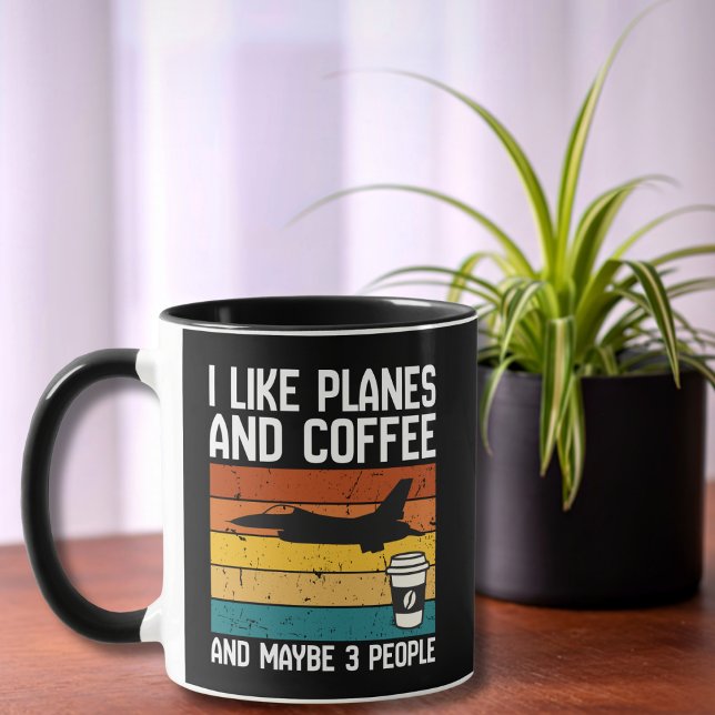 Mug Papa drôle d'anniversaire J'aime les avions Café & (Créateur téléchargé)