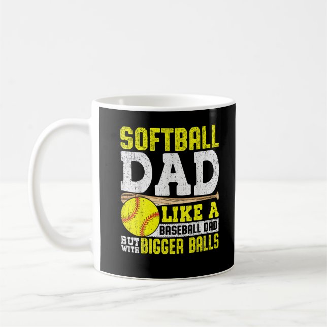 Mug Papa Du Softball Comme Un Basball Avec Des Ballons (Gauche)