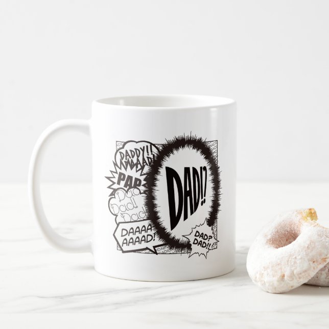 Mug PAPA EN DEHORS DE LA TÊTE. Version comique Café Mu (Avec donut)