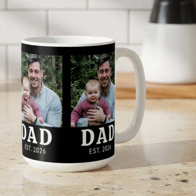 Mug Papa en noir et blanc bien établi (Créateur téléchargé)