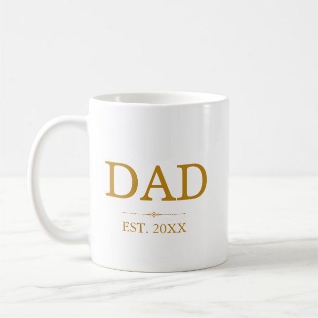 Mug Papa Est. Date avec les noms d'enfants Gold Script (Gauche)