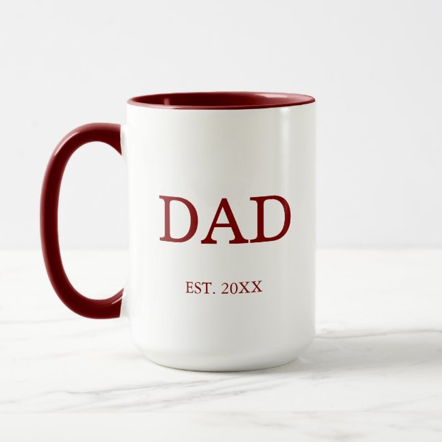 Mug Papa Est. Date avec les noms des enfants Maroon Co (Gauche)