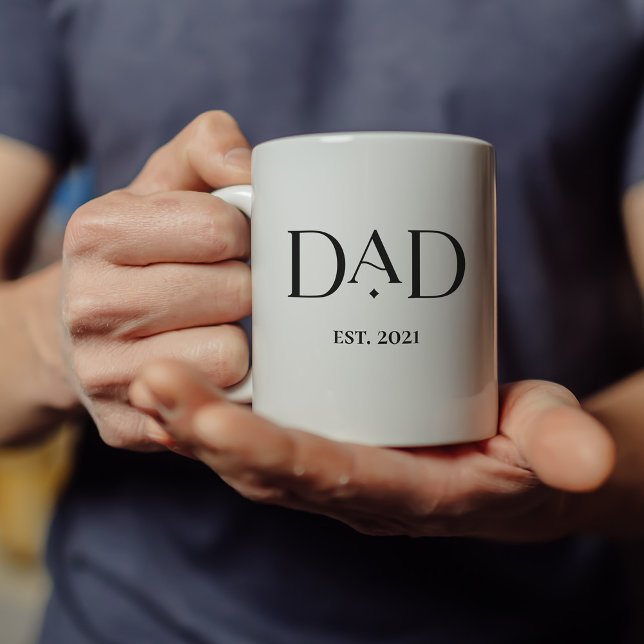 Mug Papa Est. Date avec les noms des enfants | Texte m (Créateur téléchargé)