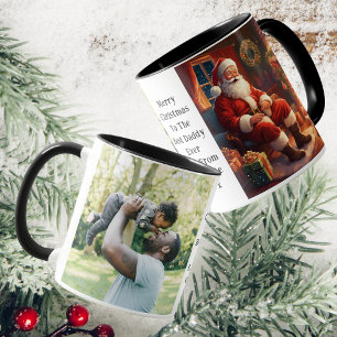 Mug Papa Et Fille Photo Père Noël Assis Près De L'Ince