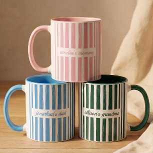 Mug Papa et Maman Annonce de naissance bébé à rayure