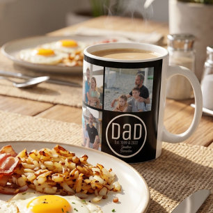 Mug Papa Établ. 3 Photo Moderne Gras Noms Enfants