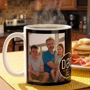 Mug Papa Établi. Photo Moderne Gras Noms Simples Enfan