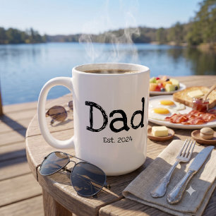 Mug Papa Établit Gras Noir Blanc