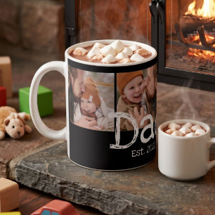 Mug Papa Établit Photo Fun Gras Texte Noir