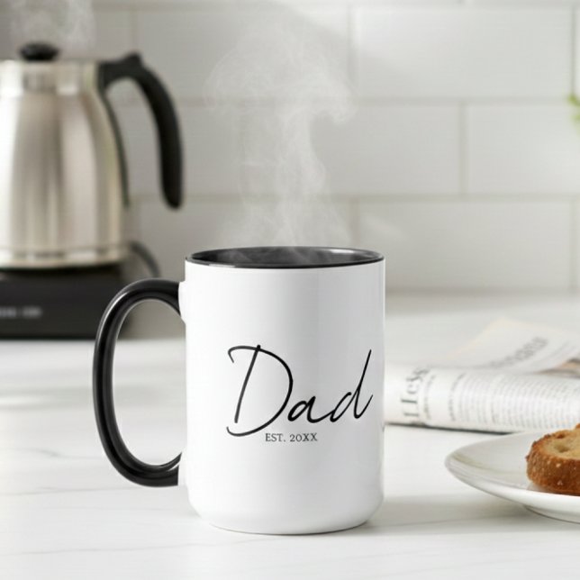 Mug Papa Établit un Script Moderne Minimal Noir (Créateur téléchargé)
