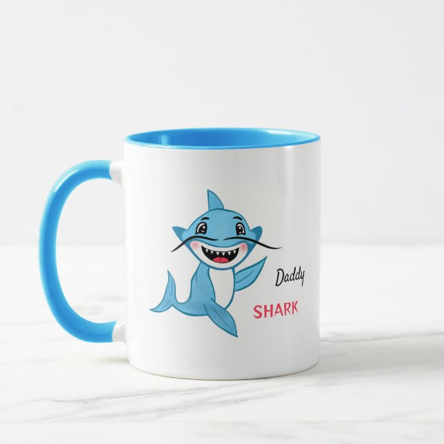 Mug Papa Famille Requin Heureuse (Gauche)