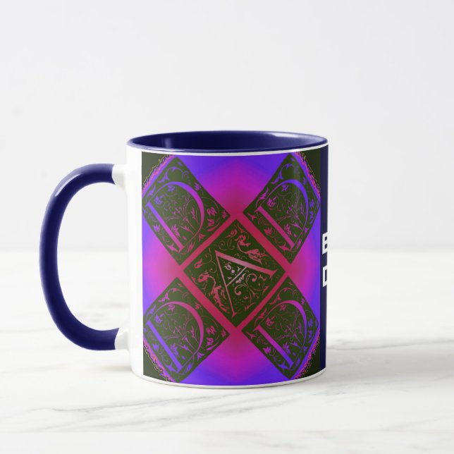 Mug Papa Fancy Typographie Motif Noir & Violet (Gauche)