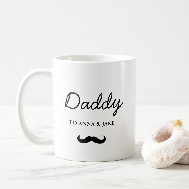 Mug Papa | Fête des pères moderne Les enfants Noms Caf (Avec donut)