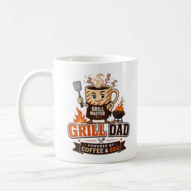 Mug Papa Grill Propulsé Par Le Café Et Le BBQ Drôle Pa (Gauche)