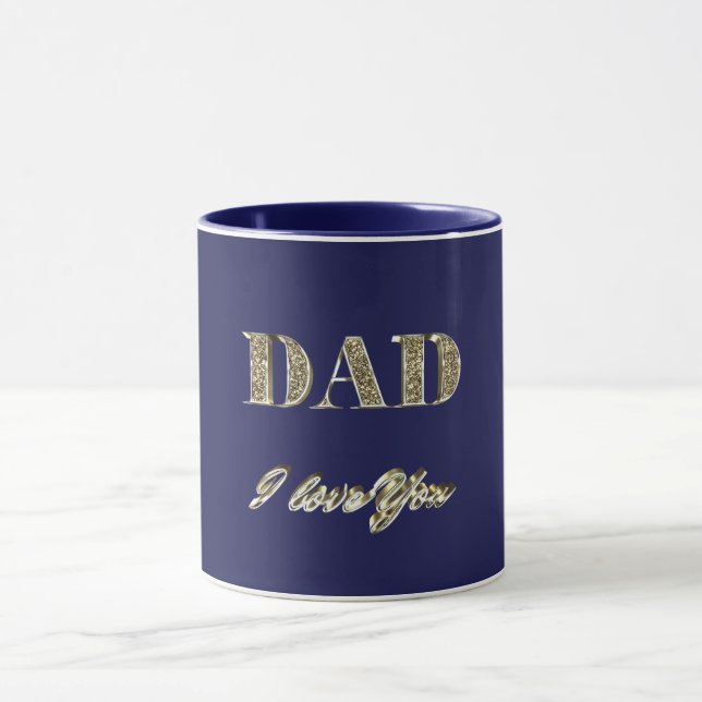 Mug Papa Je T'Aime Gold Sparkles Typographie (Centre)