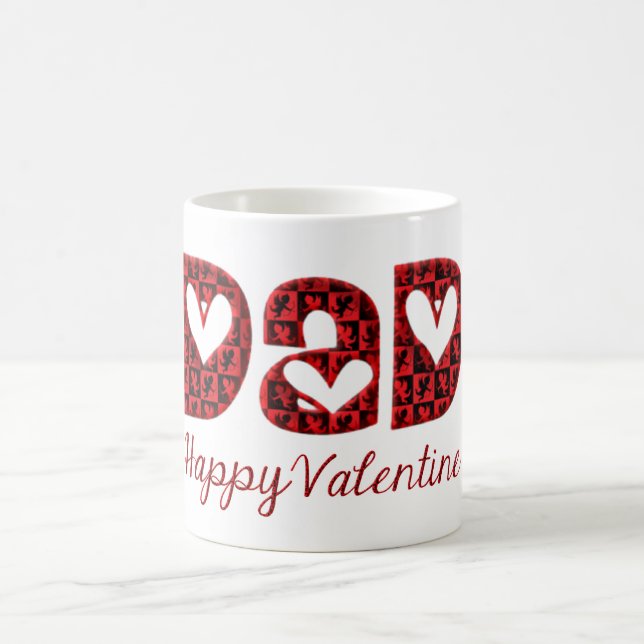 Mug Papa Joyeux Valentine Cute Cupid Typographie (Centre)