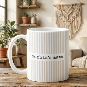 Mug Papa Maman Rayures Beige Révélation Maman Bébé P