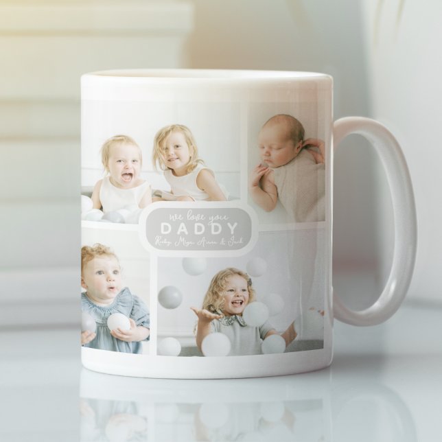 Mug Papa Moderne 4 Photo Gris (Créateur téléchargé)