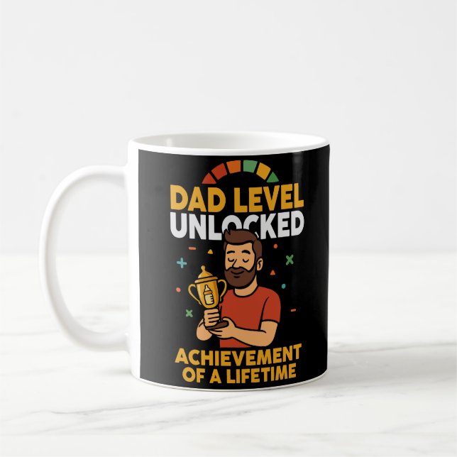 Mug Papa Niveau Déverrouillé - Drôle cadeau de fête du (Gauche)