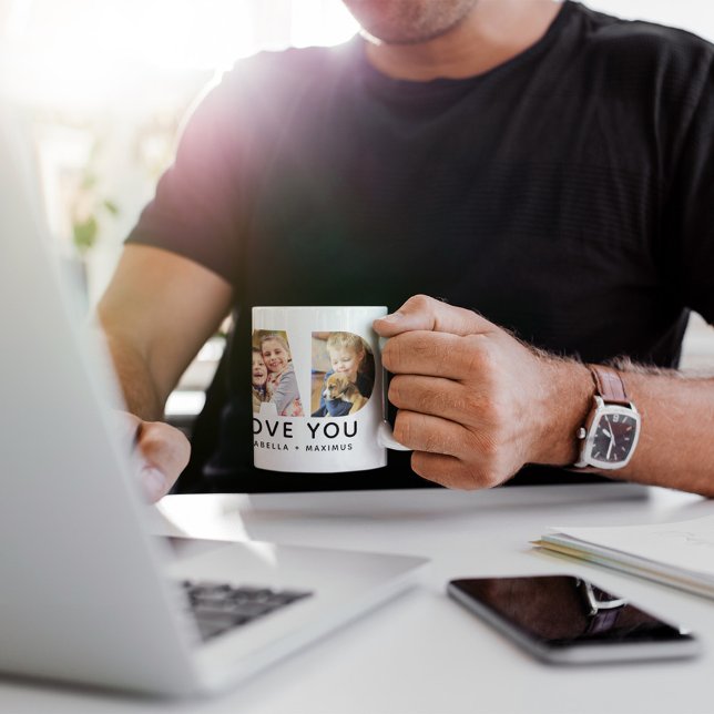 Mug Papa nous t'aimons 3 Lettre photo (Créateur téléchargé)