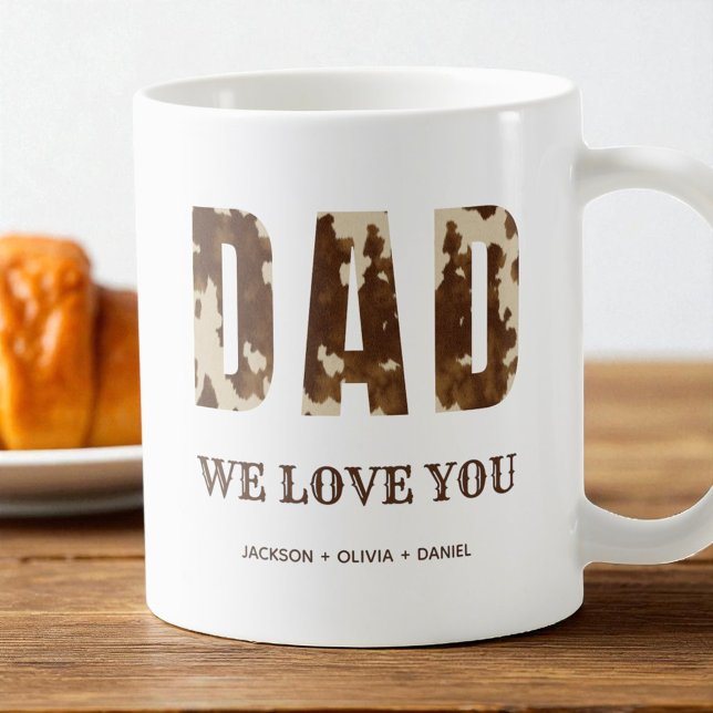 Mug Papa Nous T'Aimons Typographie Marron Western Coun (Dad We Love You Brown Typography Western Country Coffee Mug)